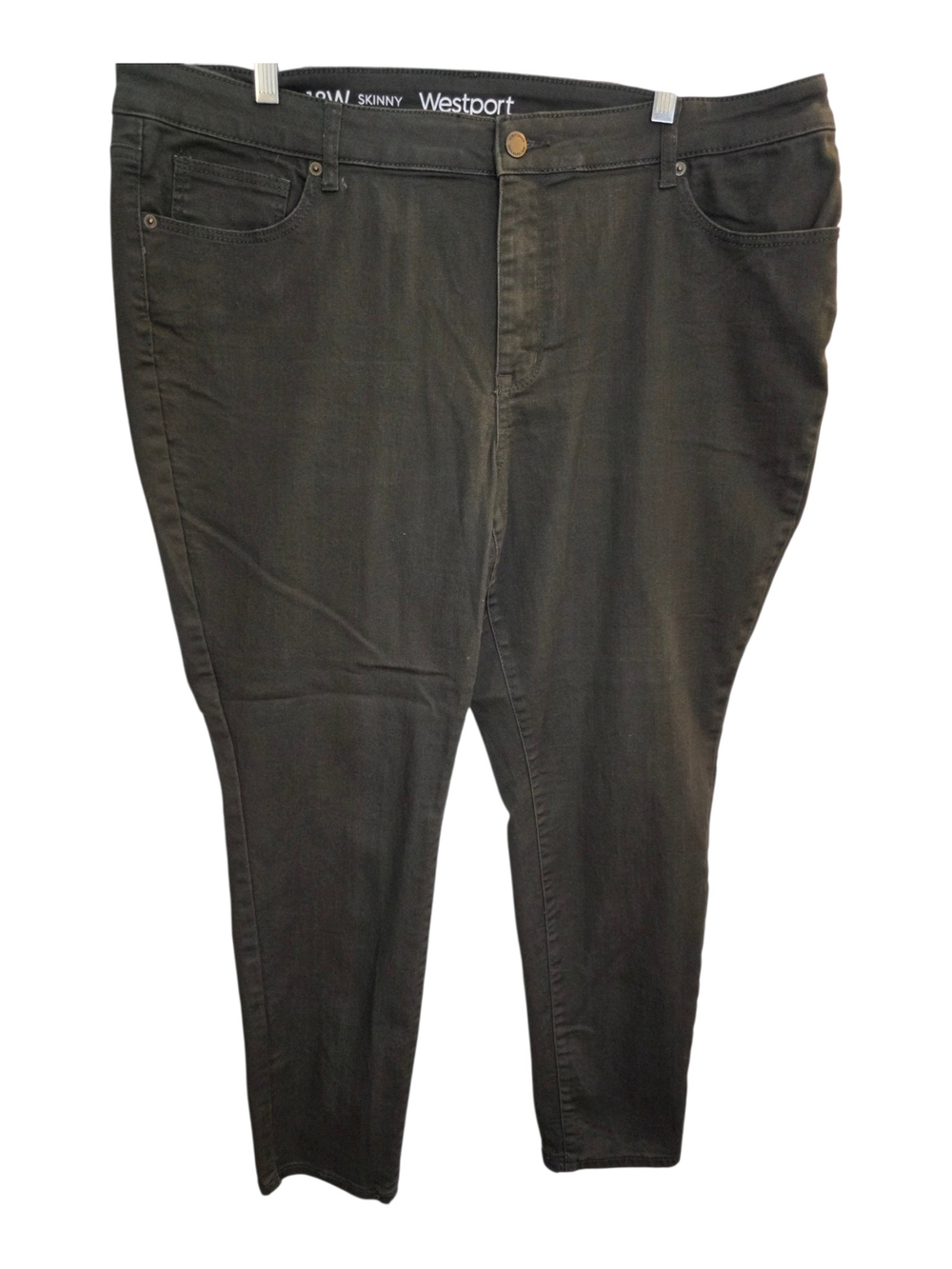 Westport Olive Green Skinny Jeans Plus 18W Stretch Curve Hugging Cargo Mid Rise